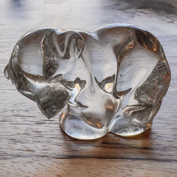 Vintage Crystal Glass Baby Bear Figurine-Paperweight by Martinsville-4.75”W - Picture 5 of 7